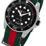 Gucci watches GUCCI Dive 45MM Black Matte Dial Green Red Web Nylon Watch YA136209A