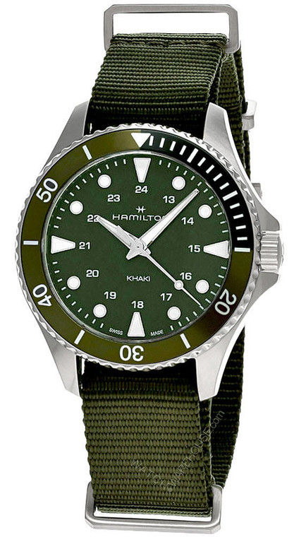 Hamilton watches HAMILTON Khaki Navy Scuba 37MM Quartz Green Dial Men's Watch H82241961 