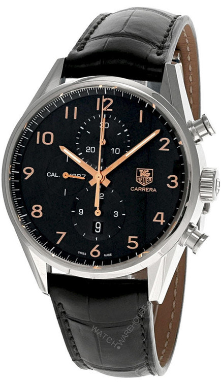 TAG Heuer Watches‎ TAG HEUER Carrera AUTO 43MM Black Dial Leather Men's Watch CAR2014.FC6235 