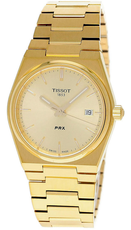 Tissot watches TISSOT PRX 35MM QTZ S-Steel Gold Dial Unisex Watch T1372103302100